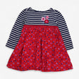 Dress Navy Striped with Cord Floral Skirt