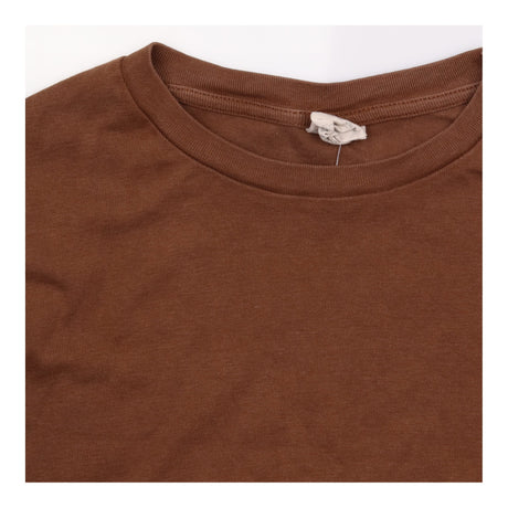 Long Sleeve Top Brown Cropped Lettuce Hem