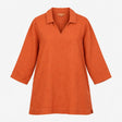 Tunic Terracotta Rust Orange 100% Linen Long Sleev