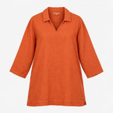 Tunic Terracotta Rust Orange 100% Linen Long Sleev