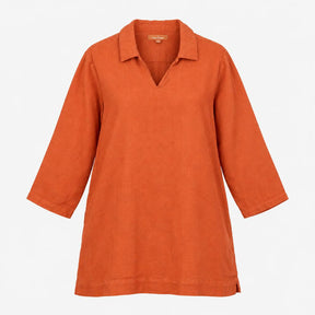 Tunic Terracotta Rust Orange 100% Linen Long Sleev