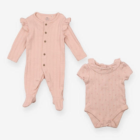Sleepsuit and Bodysuit Pink Pointelle Set