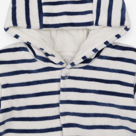 Velour jersey hooded jacket navy striped