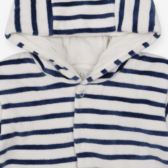 Velour jersey hooded jacket navy striped