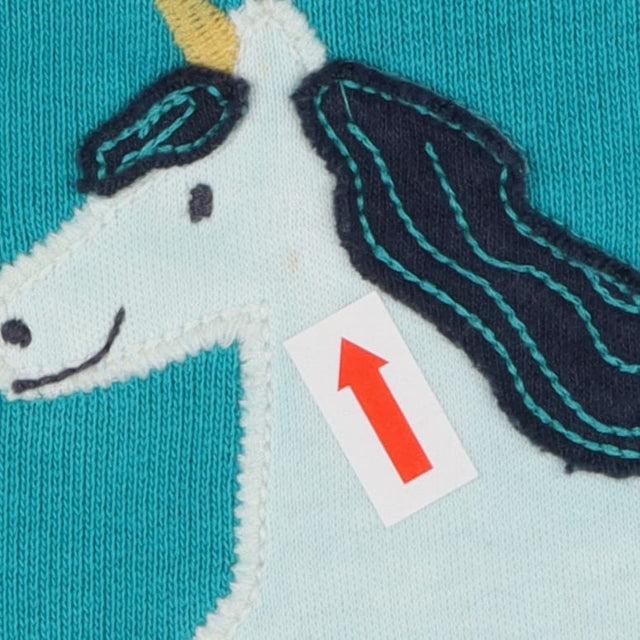 Blue unicorn applique sweater
