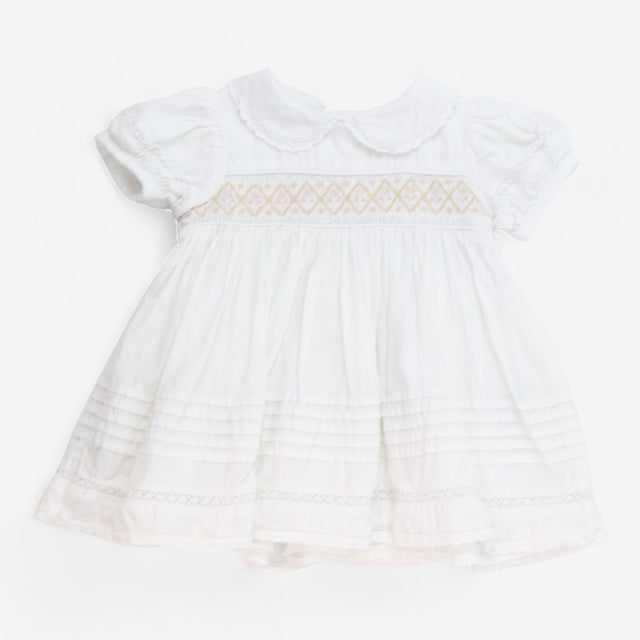 White Woven Smock Occasion Dress