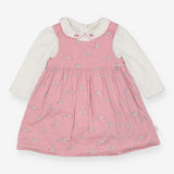 Dress pink cord hedgehog & bunny with bodysuit