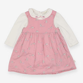 Dress pink cord hedgehog & bunny with bodysuit