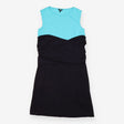 Sleeveless Dress Turquoise Navy Colour Block Midi