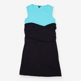 Sleeveless Dress Turquoise Navy Colour Block Midi