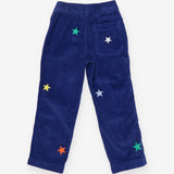 Trousers blue cord embroidered stars