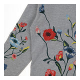 Sweatshirt Grey with Embroidered Flowers