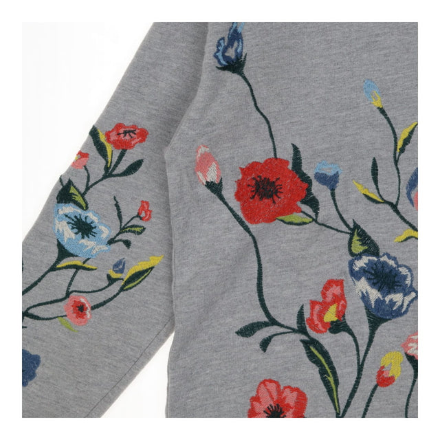 Sweatshirt Grey with Embroidered Flowers