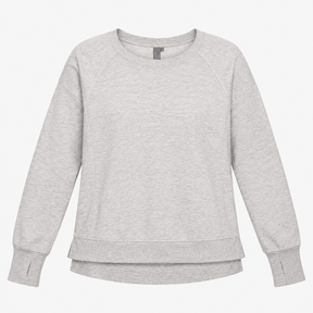 Grey Marl Cotton Modal Long Sleeve Crew Neck