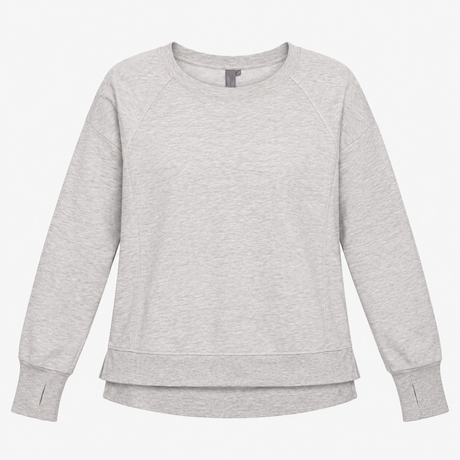 Grey Marl Cotton Modal Long Sleeve Crew Neck