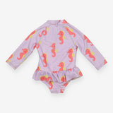 Swimsuit LS lilac seahorse