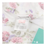 White dress with pink and purple flowers