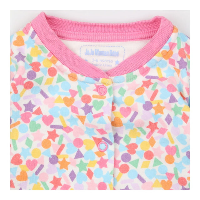 Sleepsuit Pink Trim Multicoloured Shapes