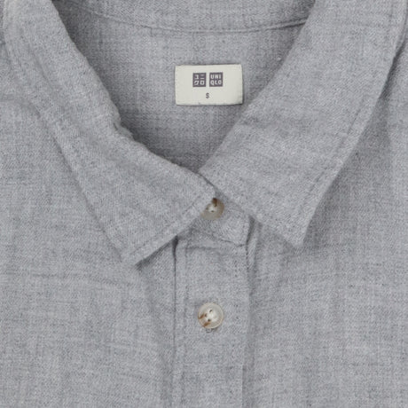 Grey Brushed Cotton Flannel Long Sleeve Shirt