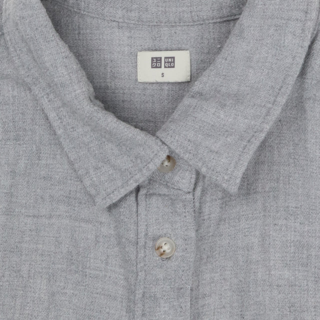 Grey Brushed Cotton Flannel Long Sleeve Shirt