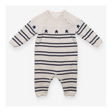 Romper Knit White Blue Stripes and Stars