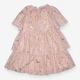 Ruffled Dress Pink with Rose Gold Stars