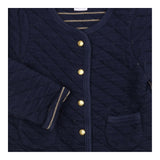 Navy Quilted Jacket with Gold Stripe Lining