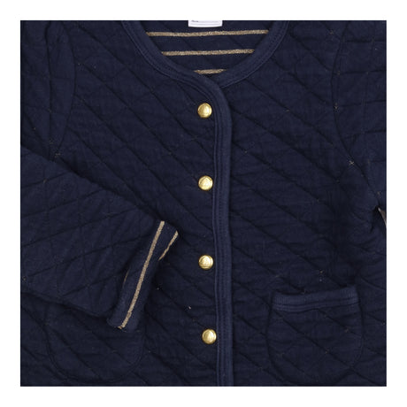 Navy Quilted Jacket with Gold Stripe Lining