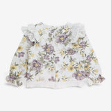 Jersey Zip Up Cardigan with Lilac Frill Print