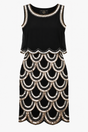 Black Beaded Scallop Two-Piece Maxi Dress