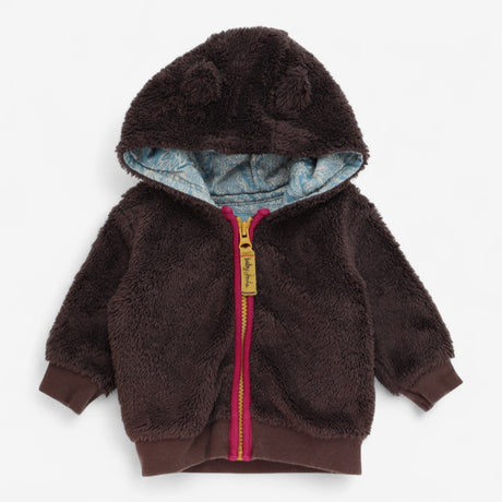 Hoody Brown Fleece with Pink and Yellow Zip