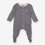 Sleepsuit Navy Stripe Fox Applique