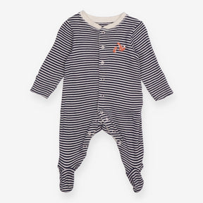Sleepsuit Navy Stripe Fox Applique