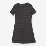 Patterned Jersey Mini Dress – Short Sleeves, Flute