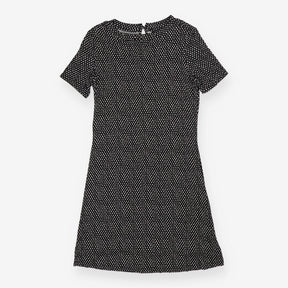 Patterned Jersey Mini Dress – Short Sleeves, Flute