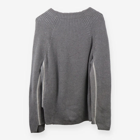 Rubi Grey White Sweater Premium Knit zip detail