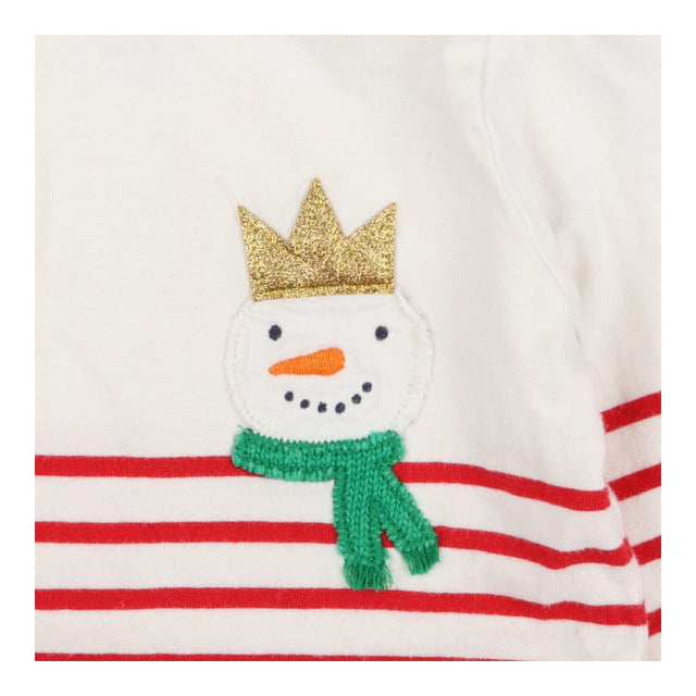 T-shirt Long Sleeve Red Stripe Snowman with Crown