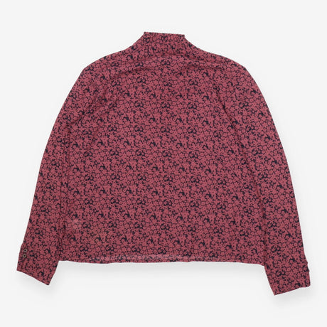 Ditsy floral high neck blouse top, pink and navy
