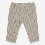 Trousers Green Check with Dinosaur Appliques