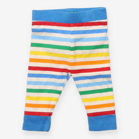 Rainbow Striped Leggings Blue Waistband