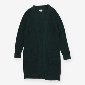 Sadie Longline Edge To Edge Green Knitted Cardigan