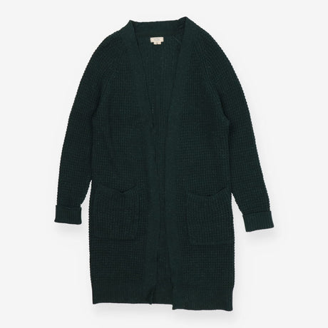 Sadie Longline Edge To Edge Green Knitted Cardigan