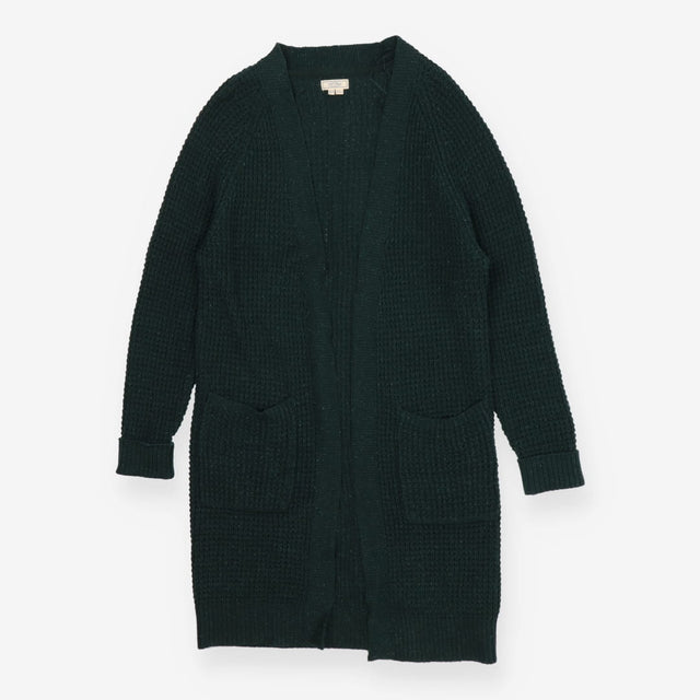 Sadie Longline Edge To Edge Green Knitted Cardigan