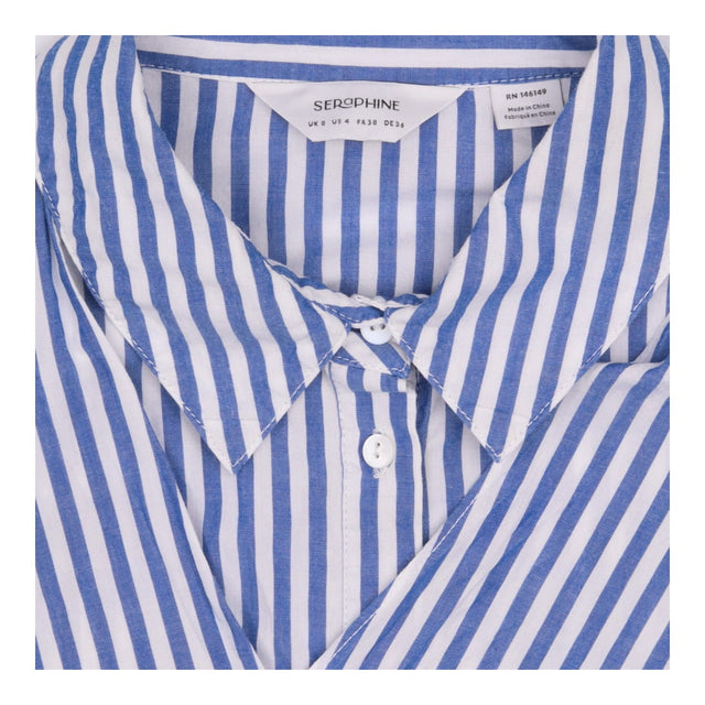 Seraphine Blue White Stripe Tie Front Cotton Mater
