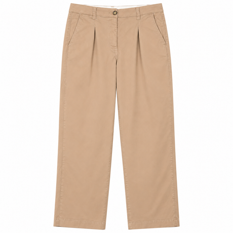 Trousers Beige Cotton Pleated Chino