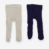 2 pack navy and grey ribbed tights