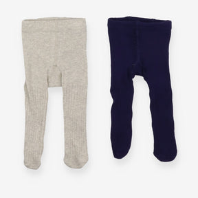 2 pack navy and grey ribbed tights