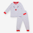 Pyjamas Blue stripe, Reindeer Face & red trim