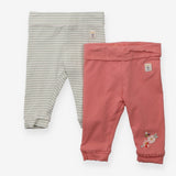 2 pack leggings pink/green stripe