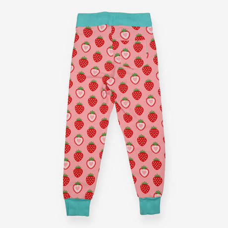 Joggers pink strawberries green cuffs